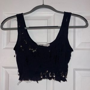 LF emma and sam distressed safety pin tank